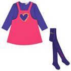 Girls Purple & Pink Heart Dress Set, 1, hi-res