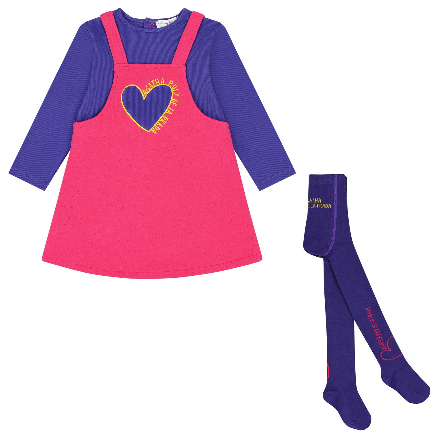 Girls Purple & Pink Heart Dress Set, 1, hi-res image number null