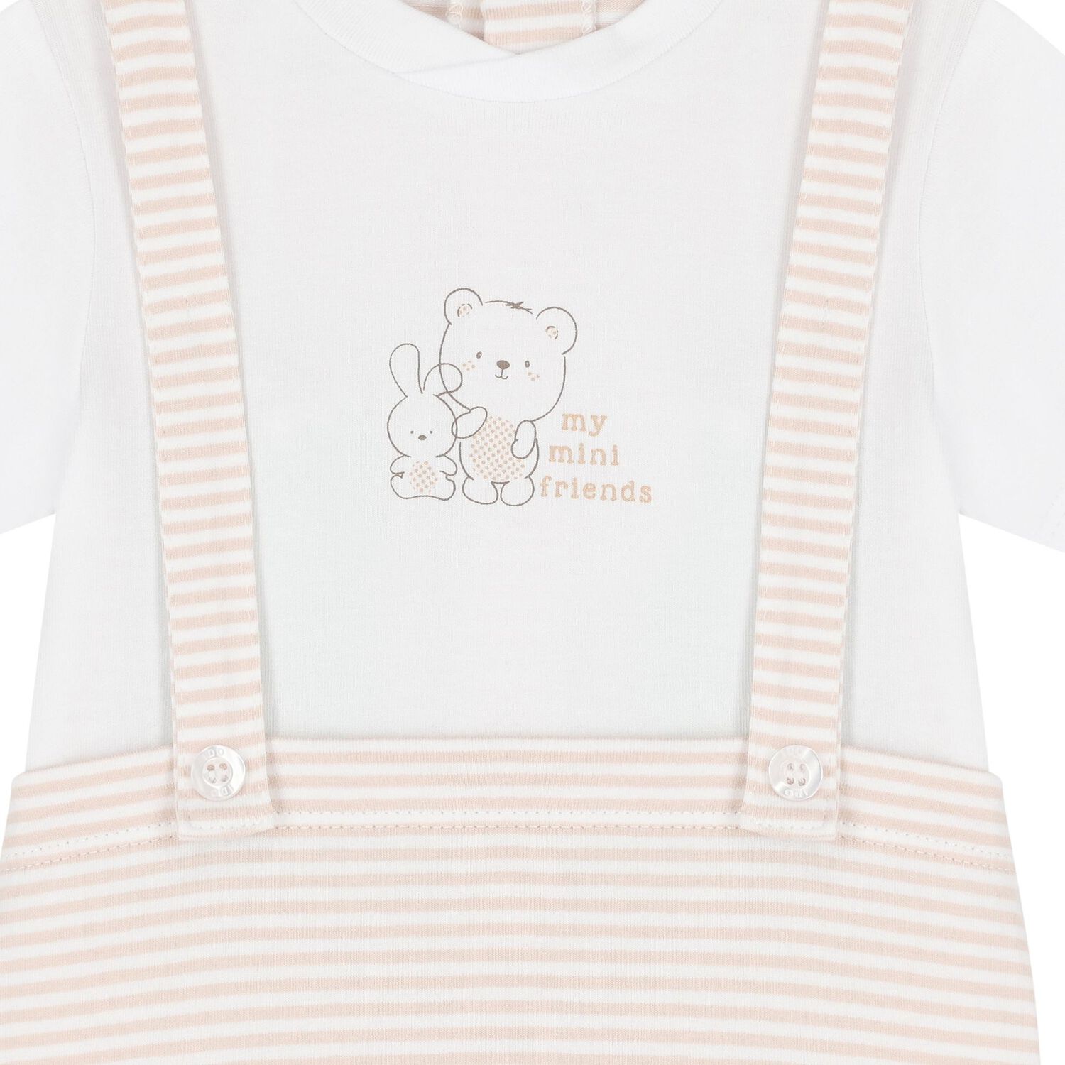 White & Beige Striped Baby Romper, 1, hi-res image number null
