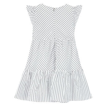 Girls White & Blue Striped Dress