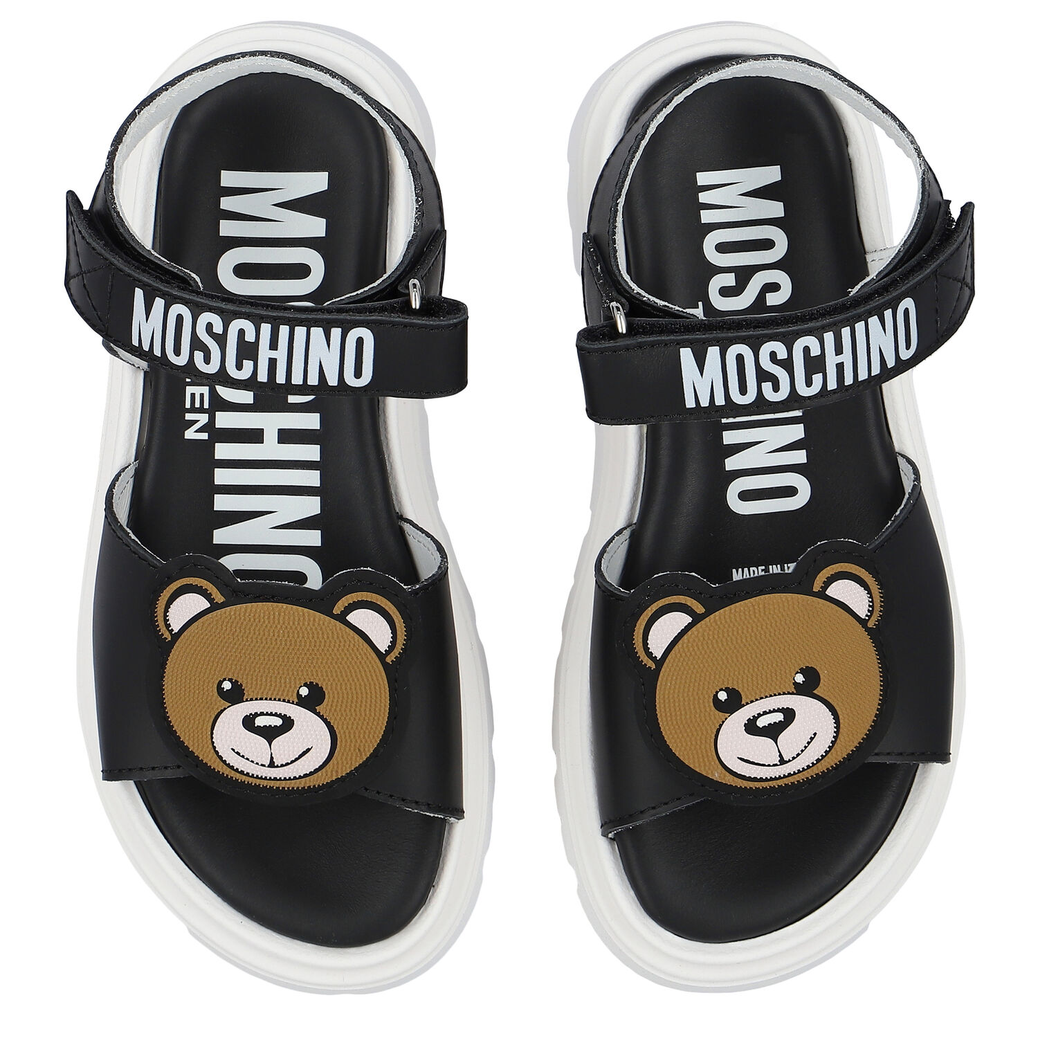 Black Teddy Bear Logo Sandals, 1, hi-res image number null