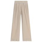 Girls Beige & Silver Pleated Trousers, 1, hi-res