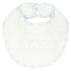 Baby Boys White & Blue Logo Bib, 1, hi-res