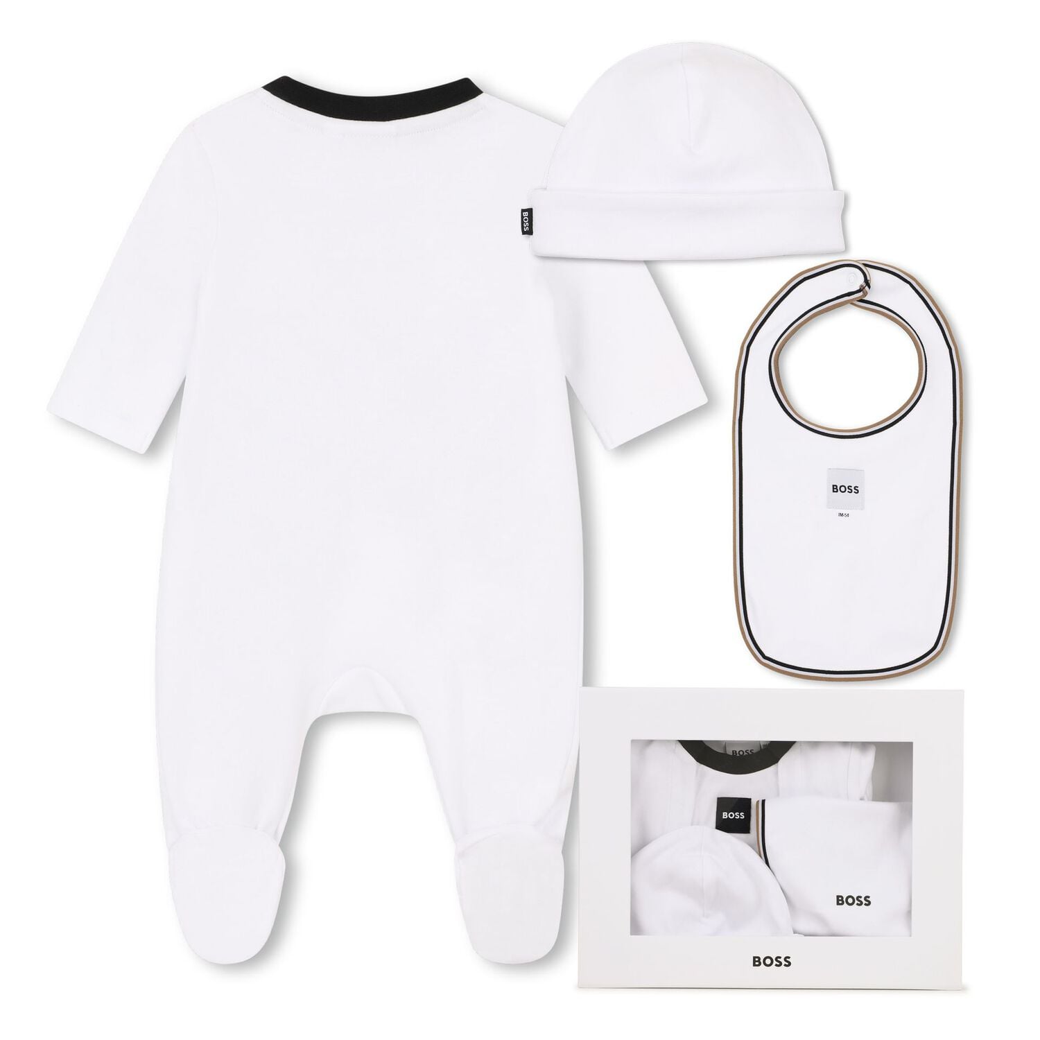 Baby Boys White Logo Babygrow Gift Set, 2, hi-res