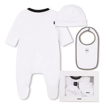 Baby Boys White Logo Babygrow Gift Set