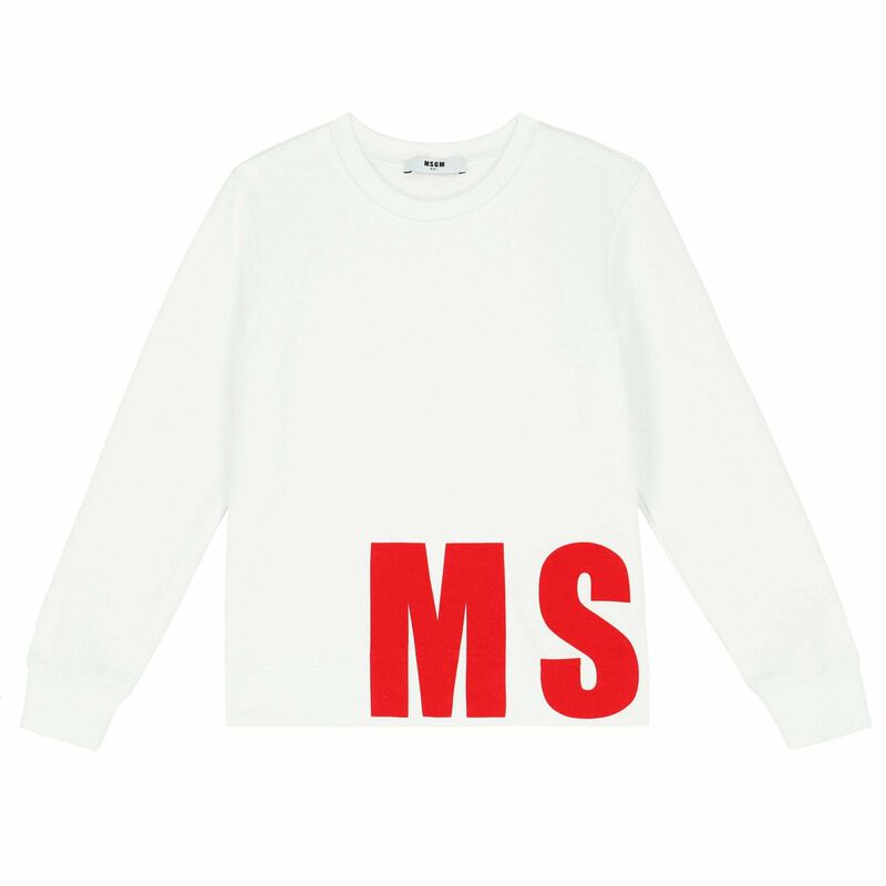 MSGM Boys White Logo Sweatshirt | JuniorCouture
