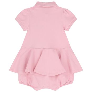 Baby Girls Pink Logo Polo Romper