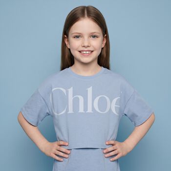 Girls Mini Me Blue Logo T-Shirt