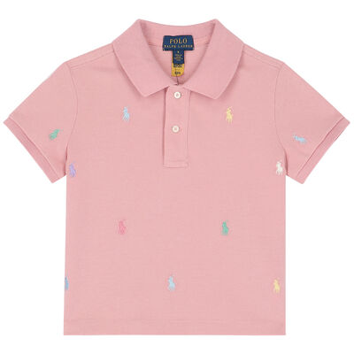 Girls Pink Logo Polo Shirt