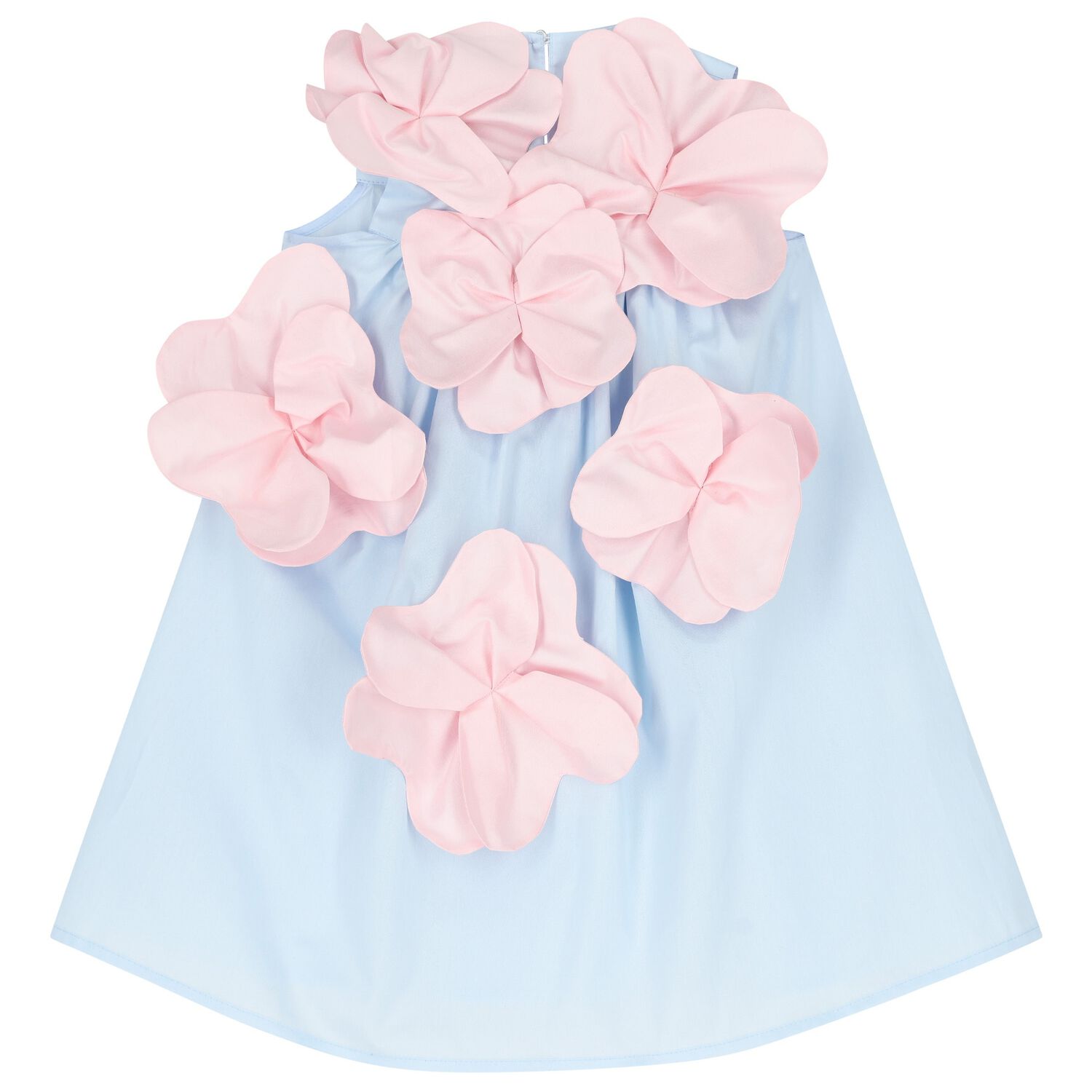 Girls Blue & Pink Flower Dress, 1, hi-res