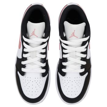 حذاء رياضي منخفض Air Jordan 1 للبنات باللونين الأسود والأبيض والوردي