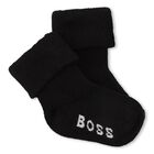 Baby Boys Beige & Black Logo Socks ( 3-Pack ) , 1, hi-res