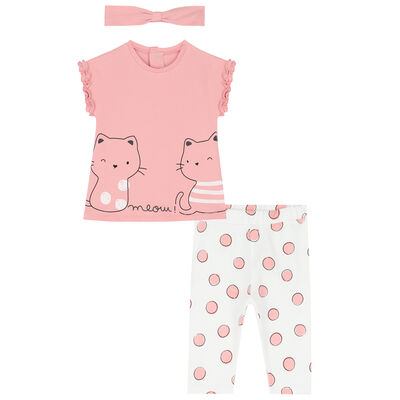 Baby Girls White & Pink Leggings Set