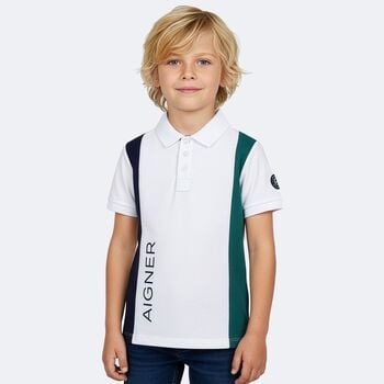 Boys White Logo Polo Shirt