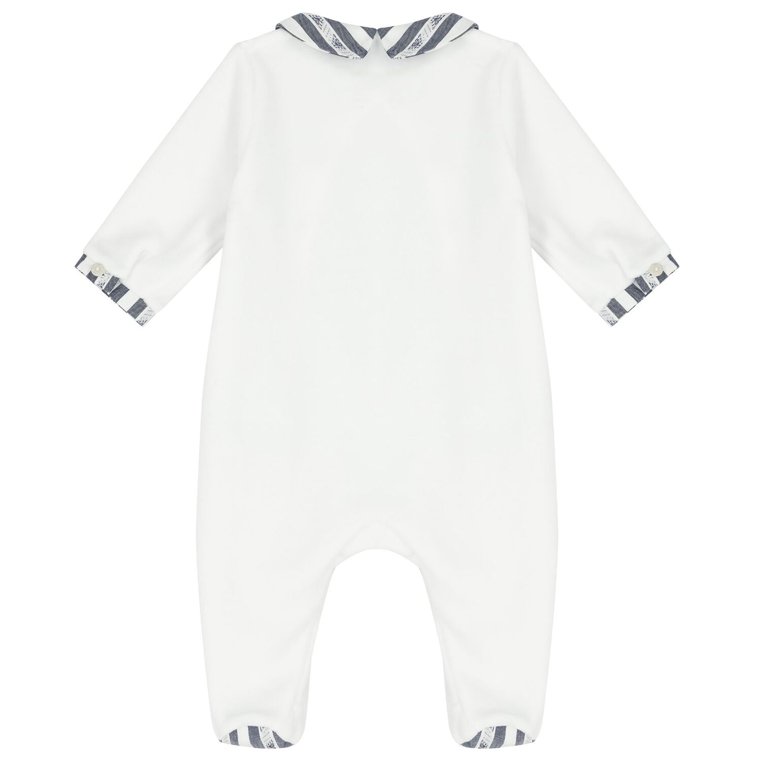Baby Boys White & Navy Blue Babygrow, 1, hi-res image number null