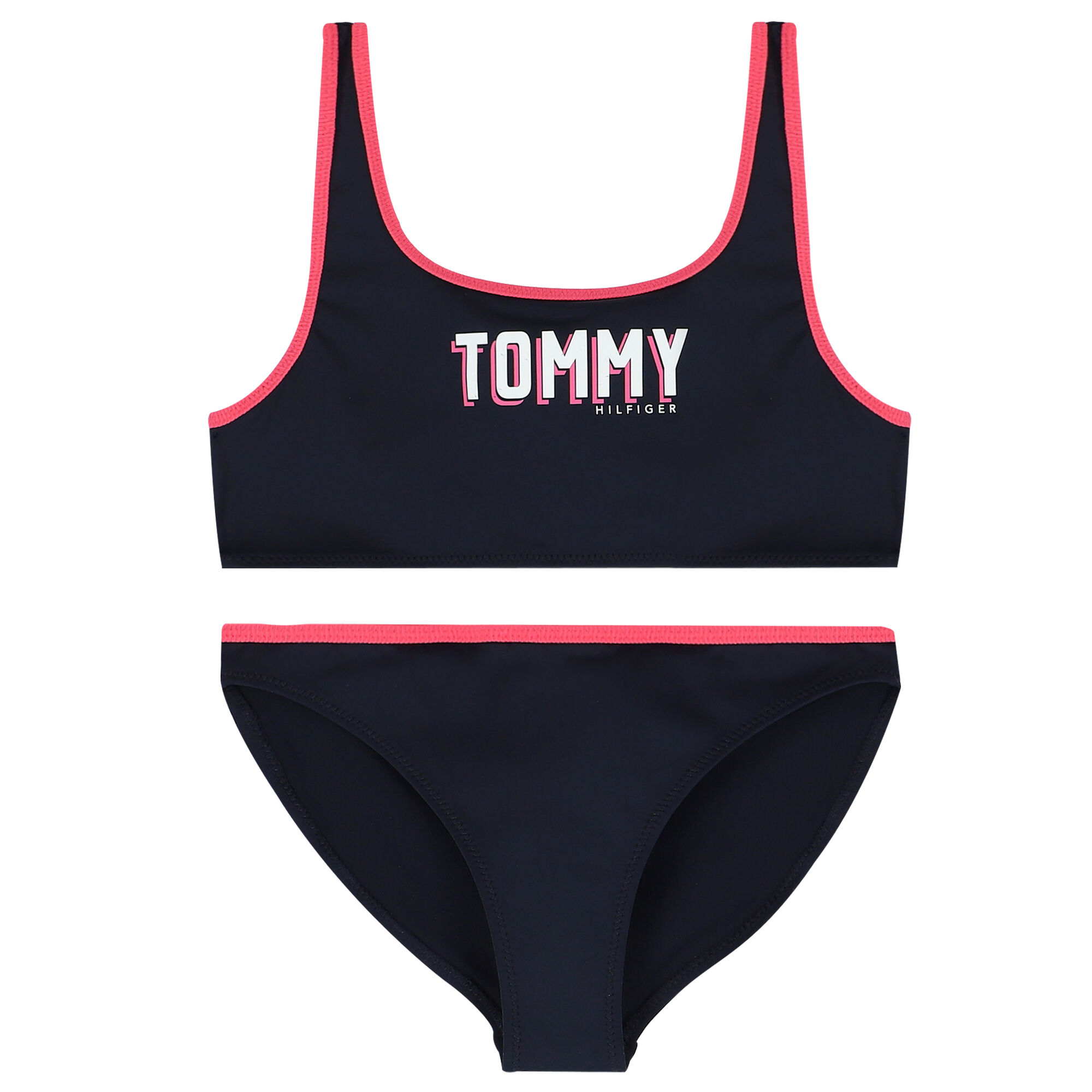 Tommy Hilfiger Girls Black Pink Logo Bikini Junior Couture USA