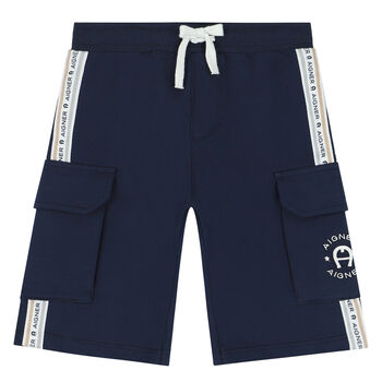Boys Navy Blue Logo Shorts