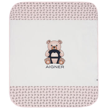 Baby Girls Pink Pima Cotton Logo Blanket