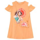 Girls Orange Ruffled Dress Set, 3, hi-res
