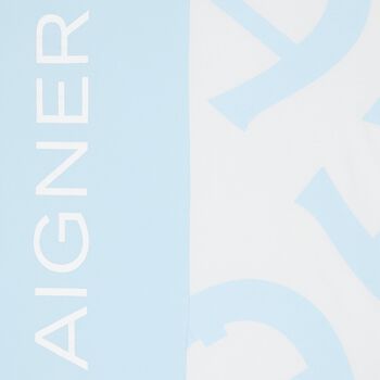 Baby Boys Blue & White Logo Blanket