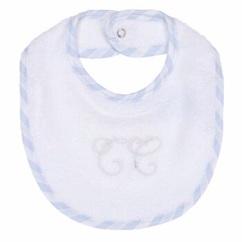 Baby Boys White & Blue Logo Bib