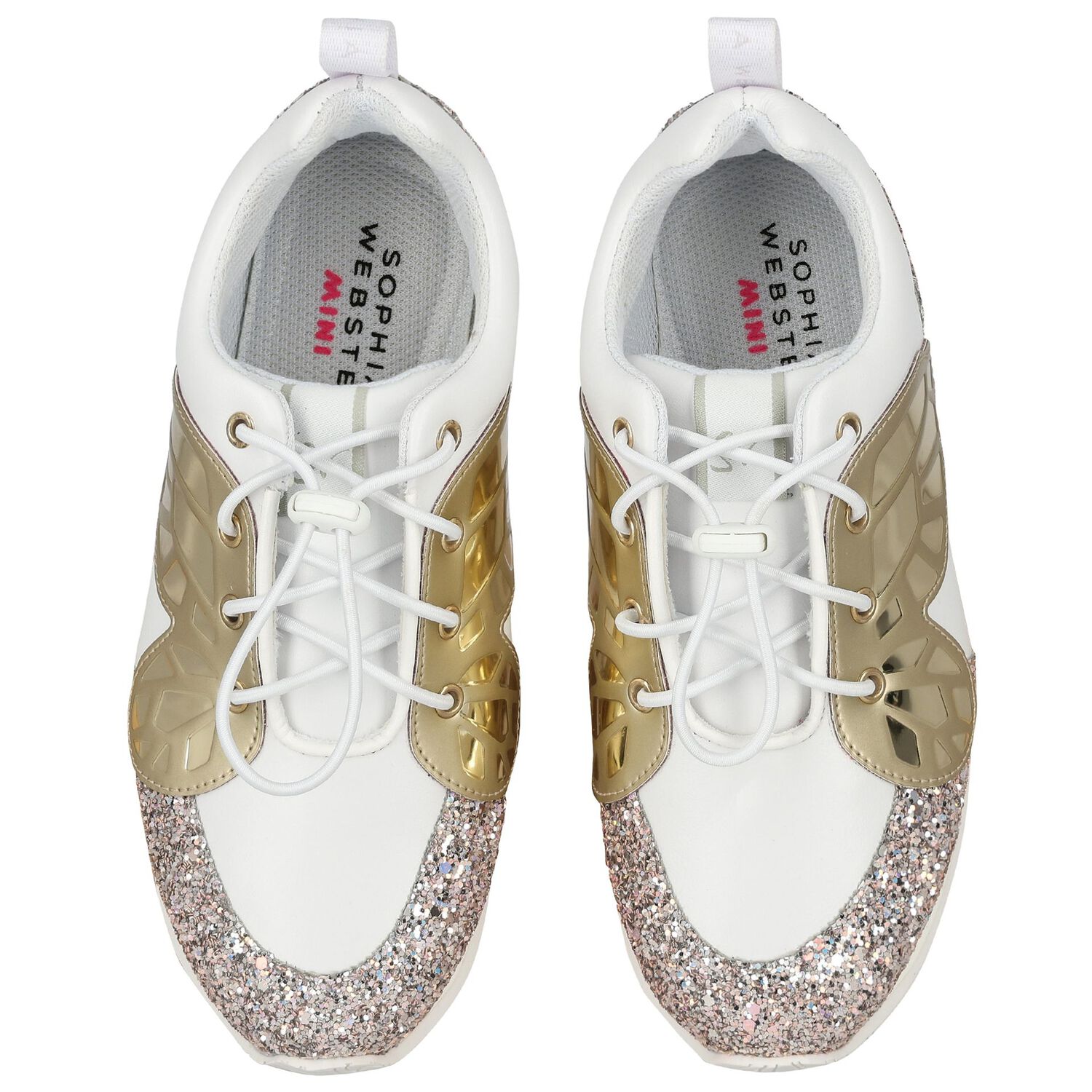 Girls White Embellished Butterfly Trainers, 1, hi-res image number null