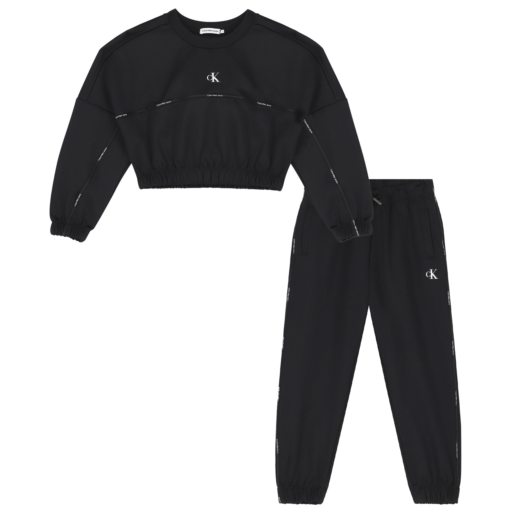 Calvin Klein Girls Black Logo Tracksuit Junior Couture