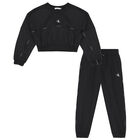Girls Black Logo Tracksuit, 1, hi-res