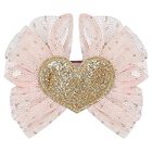 Younger Girls Pink & Gold Heart Hairclip, 1, hi-res