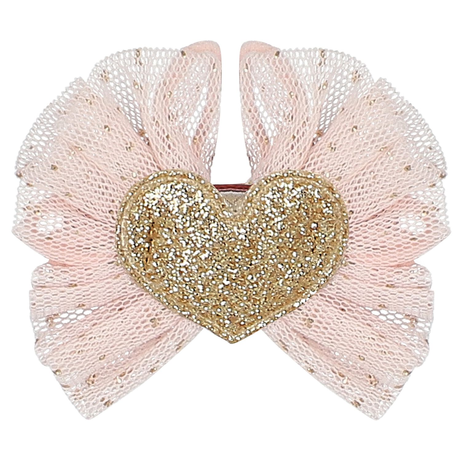 Younger Girls Pink & Gold Heart Hairclip, 1, hi-res image number null