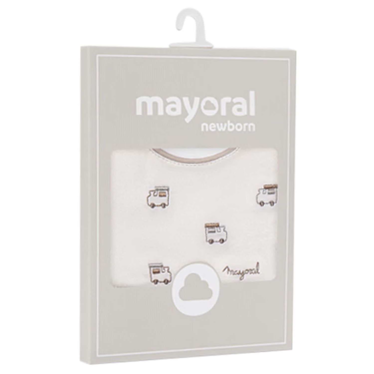 مريلة قطارات للأولاد الصغار باللون العاجي والبيج (عبوة من قطعتين), 1, hi-res