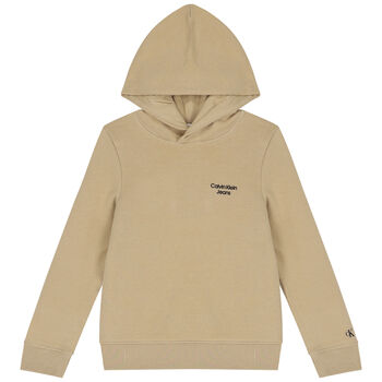 Boys Beige Logo Hooded Top