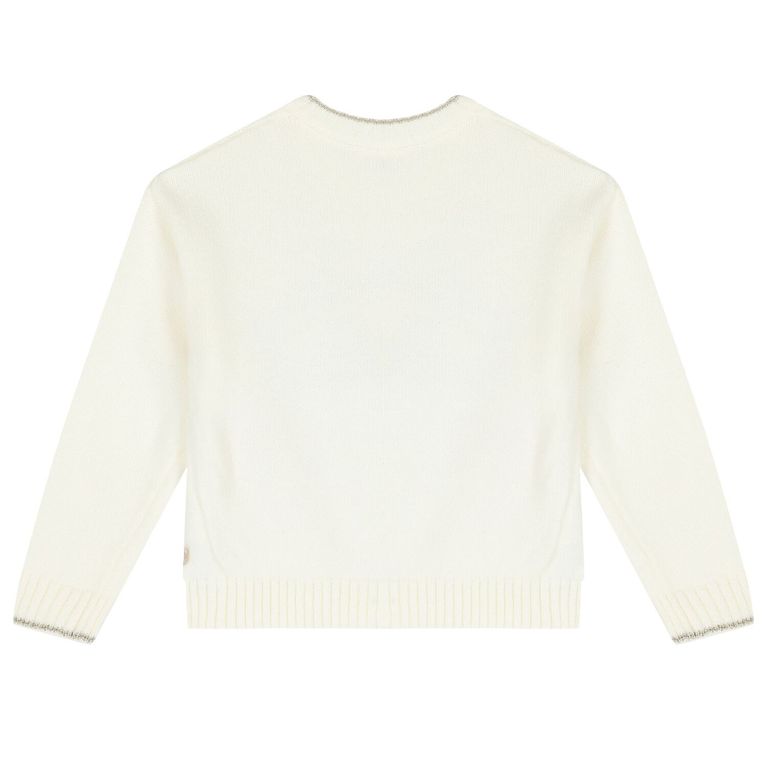 كنزة بنات بنمط شجرة الكريسماس الاحتفالية باللون العاجي و الذهبي, 1, hi-res