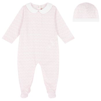 Baby Girls Pink Zig Zag Logo Babygrow Gift Set