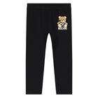 Younger Girls Black Teddy Bear Logo Leggings, 2, hi-res