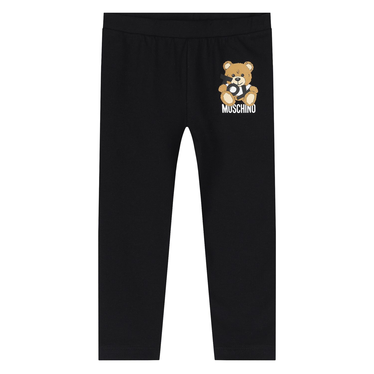 Younger Girls Black Teddy Bear Logo Leggings, 2, hi-res image number null