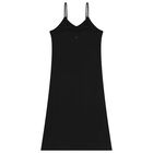 طقم فستان بالشعار تصميم ميني مي باللون الأبيض والأسود للبنات, 1, hi-res