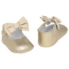 Baby Girls Gold Bow Pre Walker Shoes, 1, hi-res
