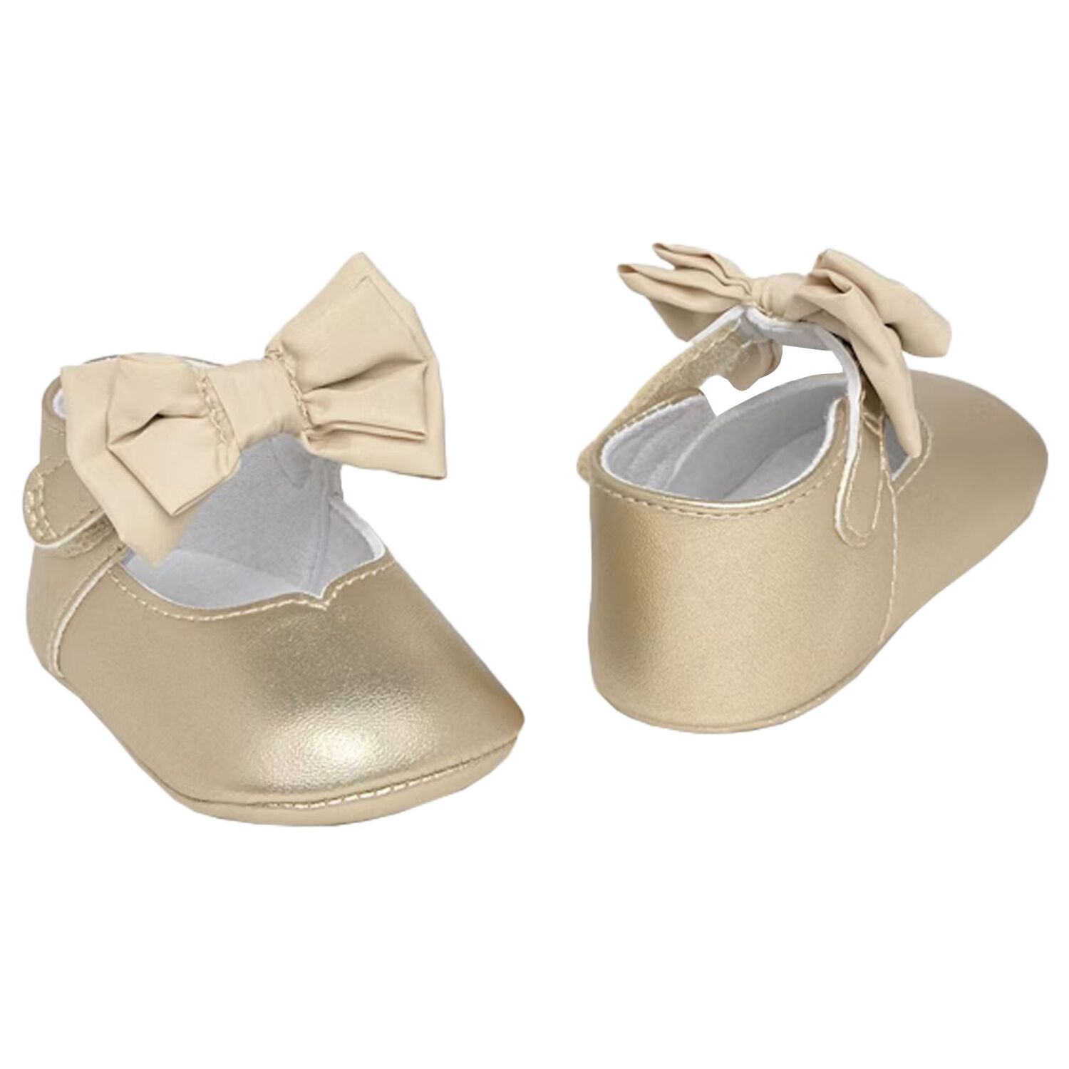 Baby Girls Gold Bow Pre Walker Shoes, 1, hi-res