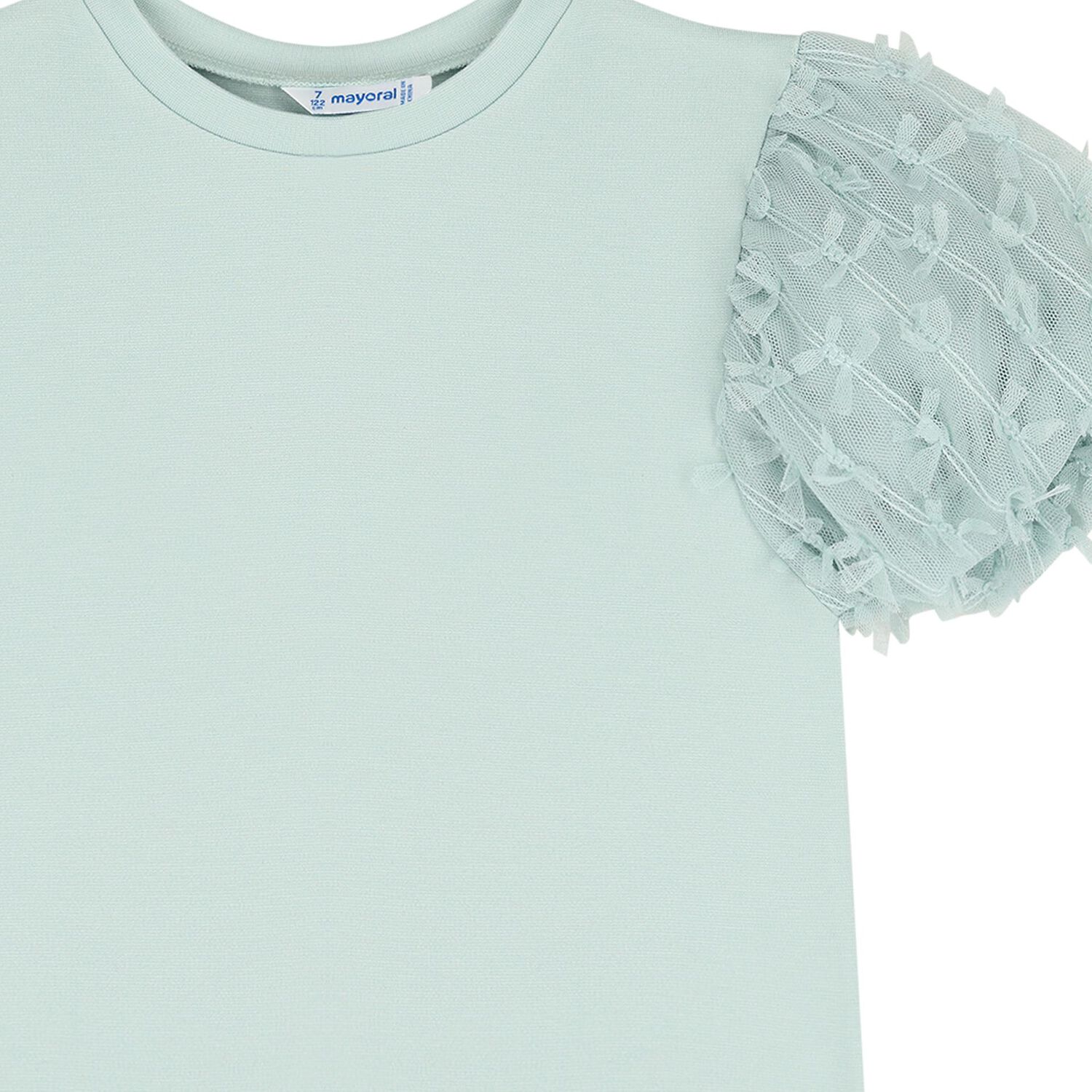 Girls Green Tulle Blouse, 2, hi-res