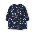 Girls Navy Blue Flared Dress, 1, hi-res