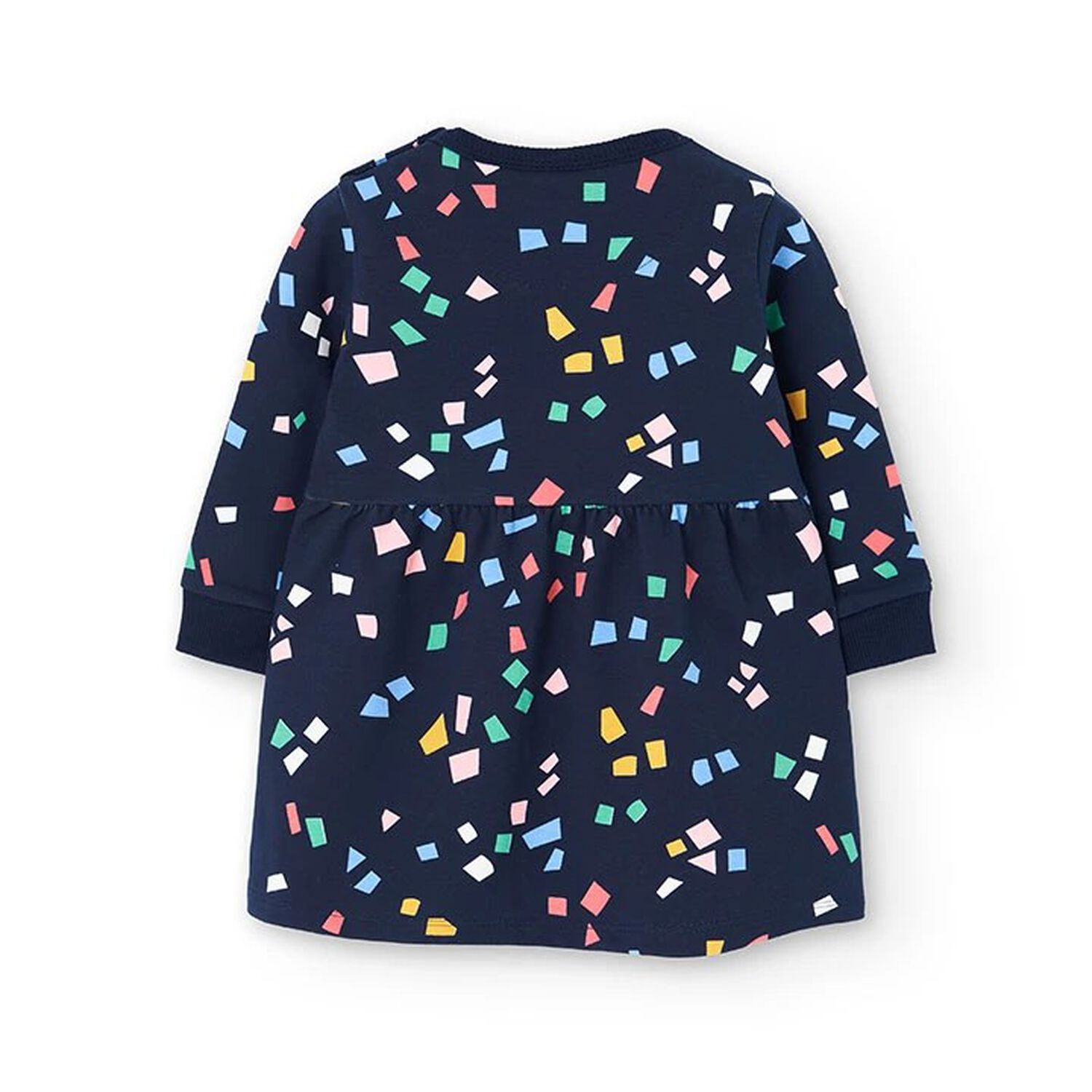 Girls Navy Blue Flared Dress, 1, hi-res