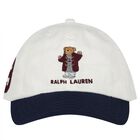 Boys White & Navy Blue Polo Bear Cap, 1, hi-res