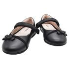 Girls Black Leather Ballerina Shoes, 1, hi-res