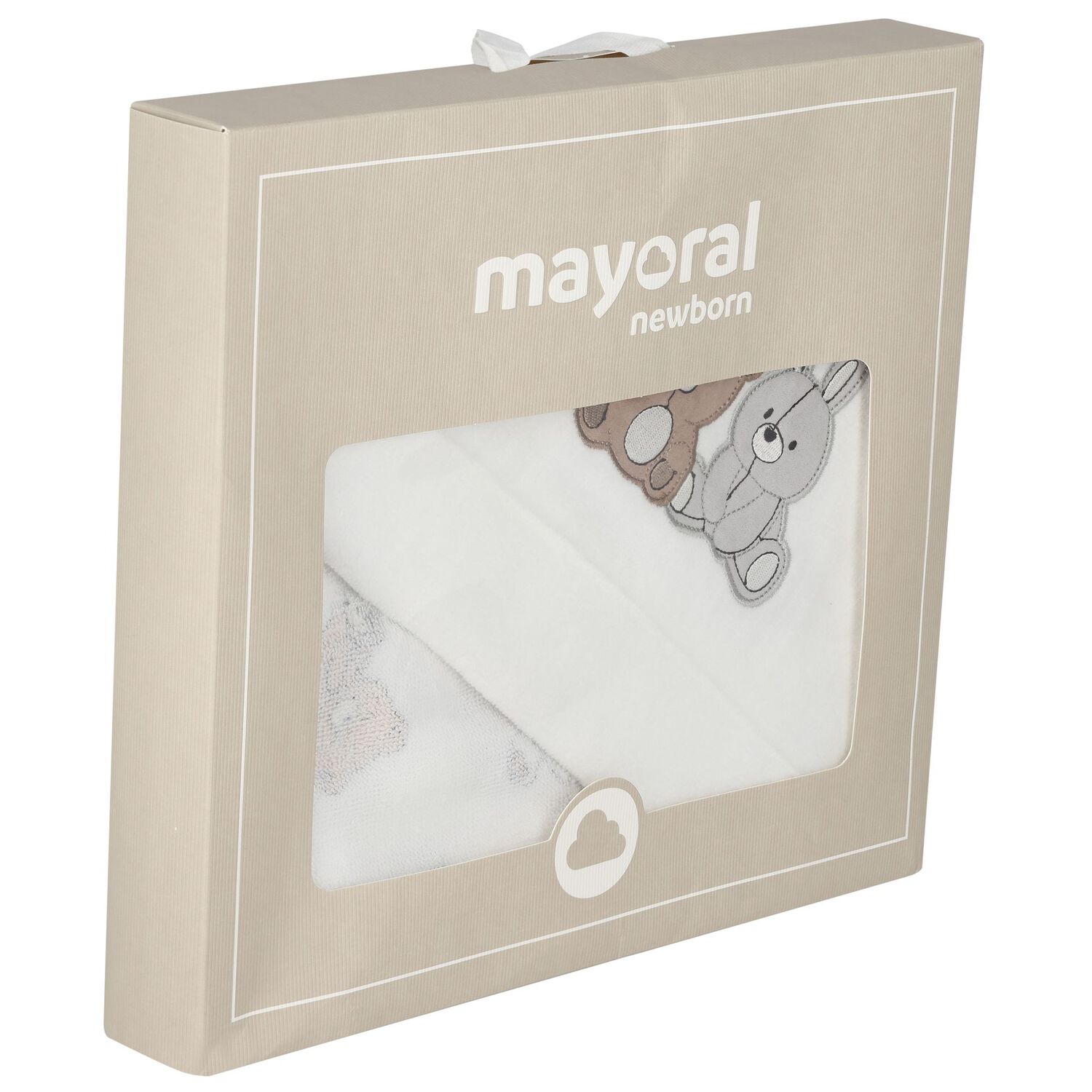 منشفة بطبعة دب تيدي وأرنب باللون الأبيض, 1, hi-res