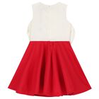 Girls Ivory and Red Floral Applique Dress, 1, hi-res