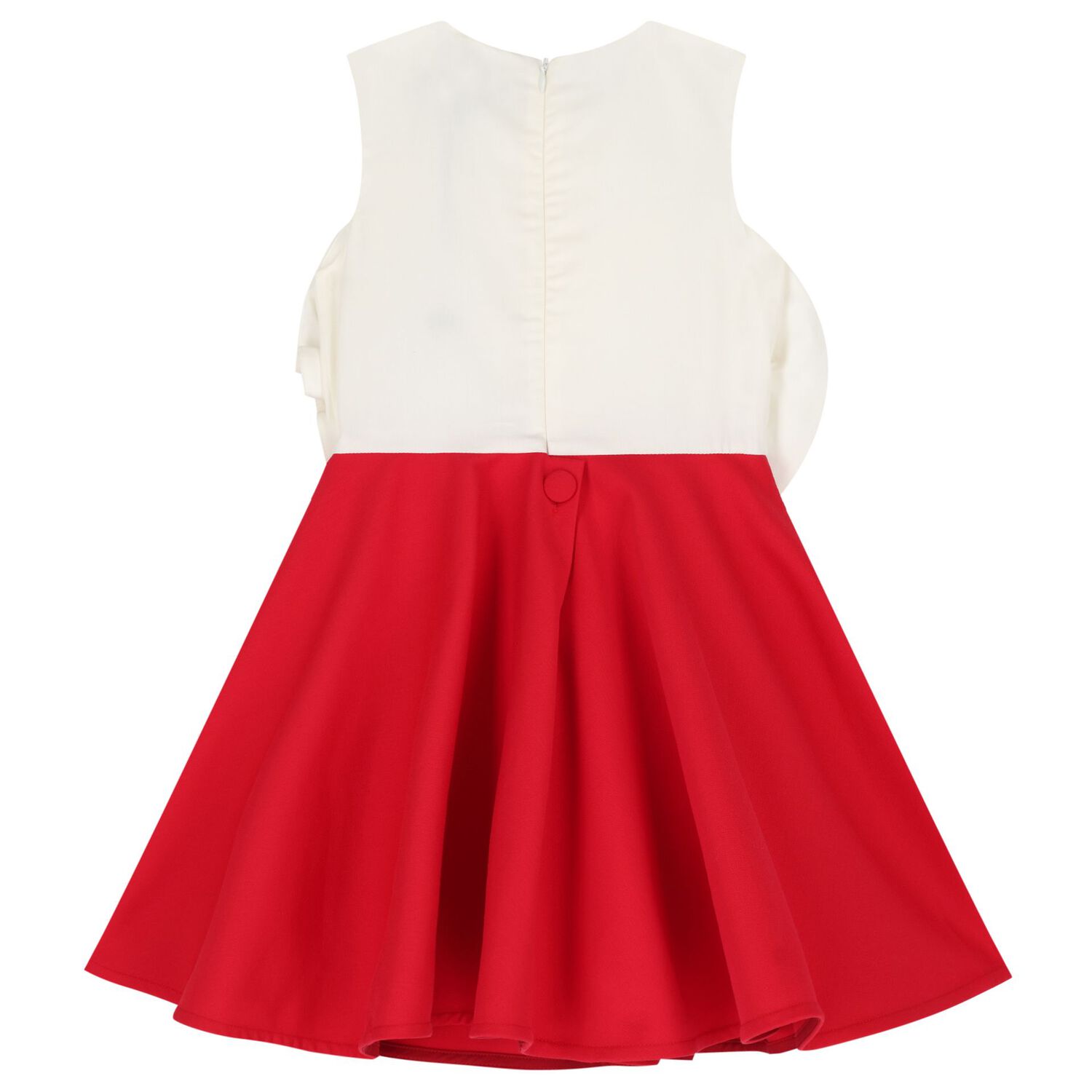 Girls Ivory and Red Floral Applique Dress, 1, hi-res