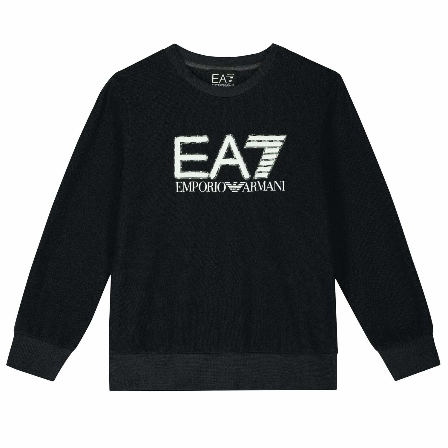 EA7 Emporio Armani Boys Black Logo Sweatshirt Junior Couture USA