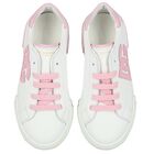 Girls White & Pink Logo Trainers, 1, hi-res