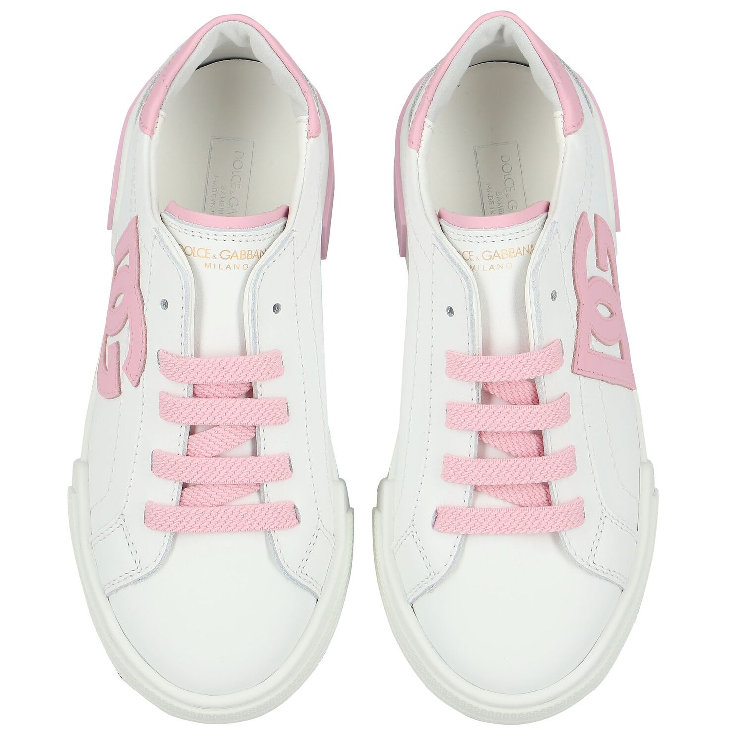 Girls White & Pink Logo Trainers, 1, hi-res image number null